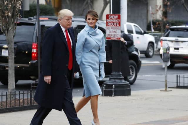 President-elect Donald Trump and his wife Melania arrives for a church service in Washington