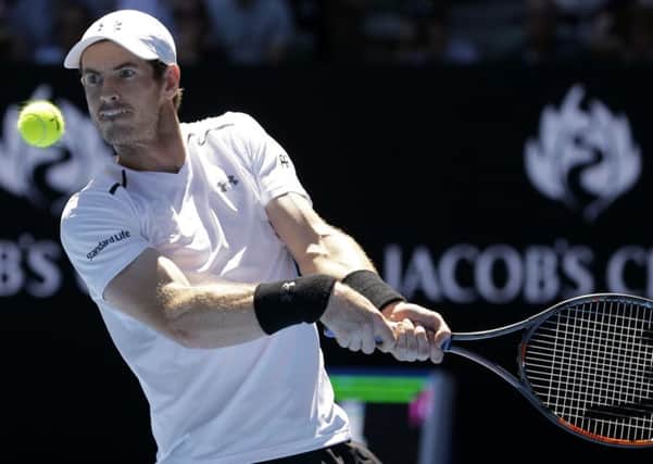Britain's Andy Murray plays a backhand to Germany's Mischa Zverev. (AP Photo/Aaron Favila)