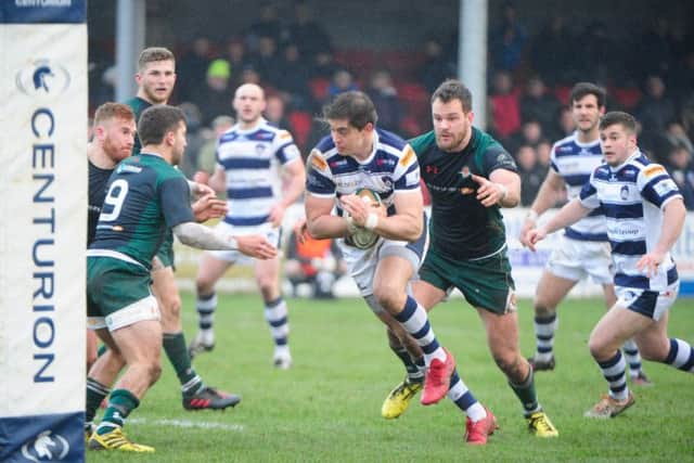 Action from Yorkshire Carnegies 14-10 win over Ealing Trailfinders in the British & Irish Cup on Saturday at Scarborough.