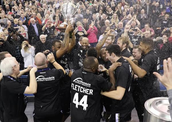 Newcastle Eagles - the next opponents of Leeds Force - celebrate winning the BBL Trophy (Picture: Ville Vuorinen)