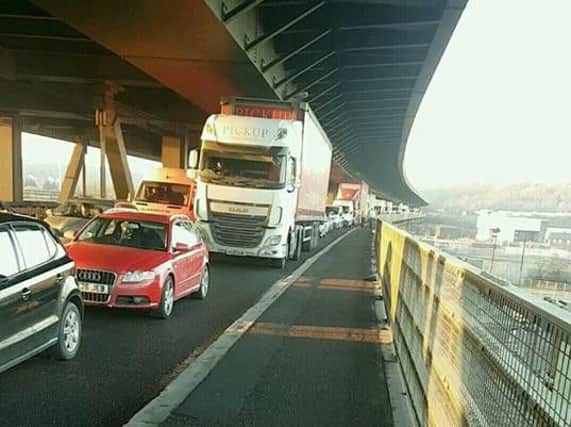 There were long delays on the Tinsley Viaduct following a multi-vehicle collision yesterday. Picture and video: Alex Tame