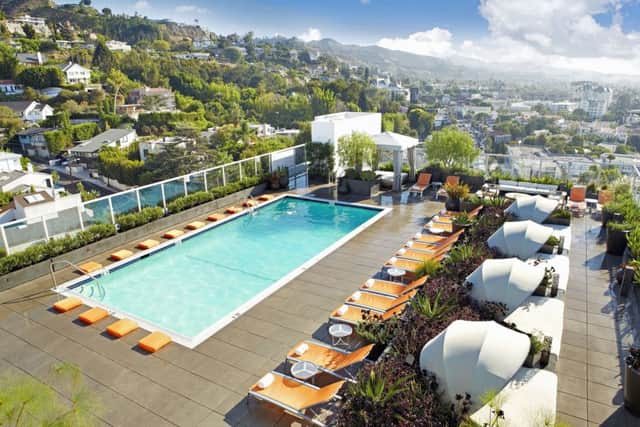 The rooftop pool at the Andaz Hotel in West Hollywod.