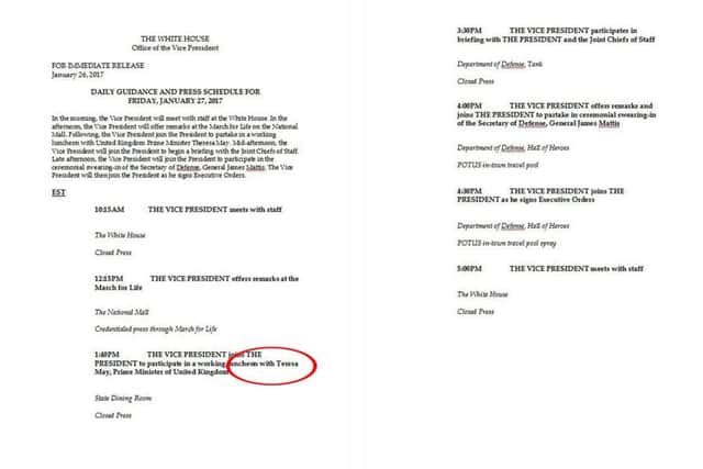 White House of media guidance notes got the Prime Minister's name wrong (circled) - inadvertently spelling the vicar's daughter's name the same way as that of a porn actress.