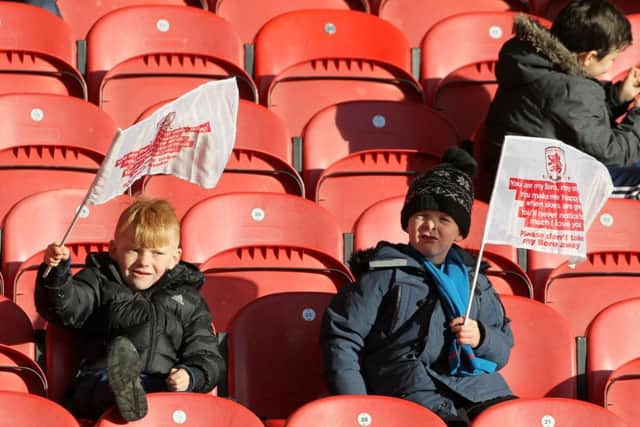 Middlesbrough fans in the stands during the Emirates FA Cup, fourth round match at the Riverside Stadium.