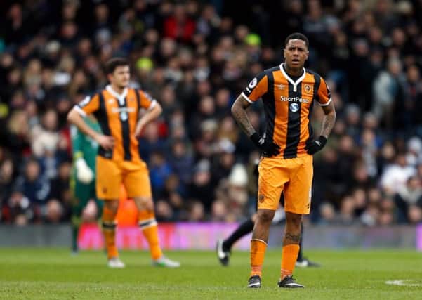 Hull City's Abel Hernandez stands dejected after his side crash out at Craven Cottage. Picture: Paul Harding/PA