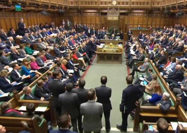 A full House of Commons, London during the second reading debate on the EU Bill.