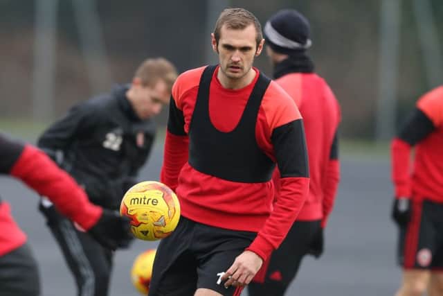 New Blades signing James Hanson in training (Pictures: SportImage)