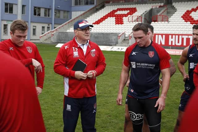 Tim Sheens takes a training session at Hull KR.