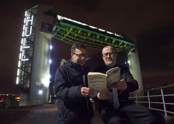 Artist Michael Pinsky and poet Dean Wilson on the first night of The City Speaks. Picture: Sean Spencer/Hull News & Pictures Ltd