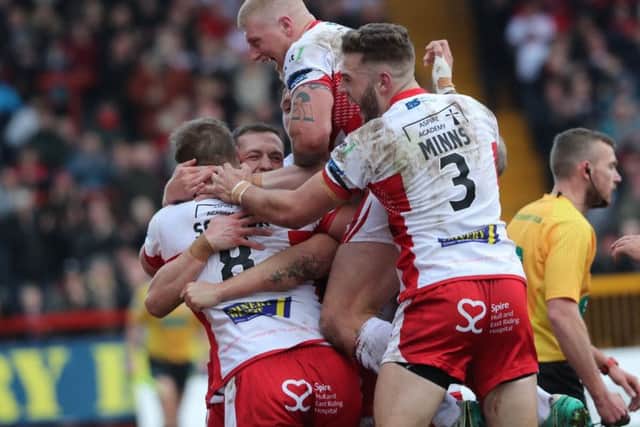 Try-time for Hull KR. Picture: Hull KR