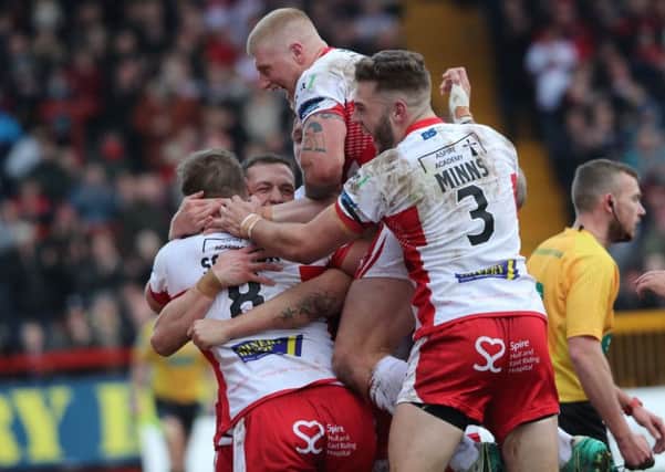 Try-time for Hull KR. Picture: Hull KR
