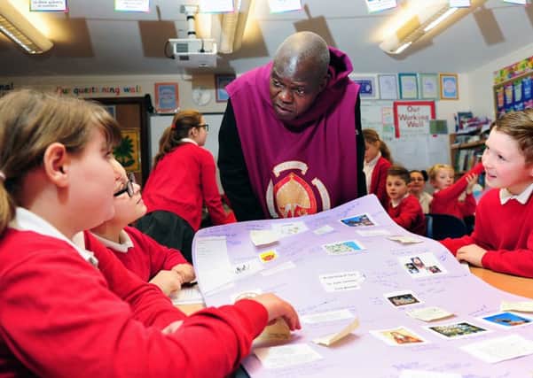 The Archbishop of York at Tickton Primary School during his prayer pilgrimmage.