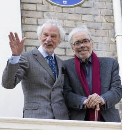 Alan Simpson (right) and Ray Galton at the unveiling of an English Heritage blue plaque commemorating comedy star Tony Hancock.