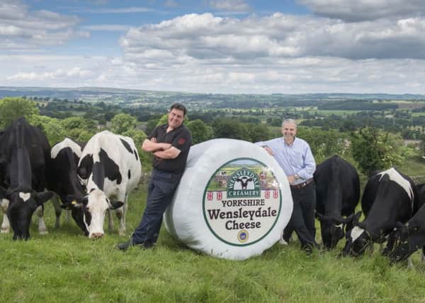 Wensleydale dairy farmer, Kevin Clarkson, and Wensleydale Creamery managing director, David Hartley.