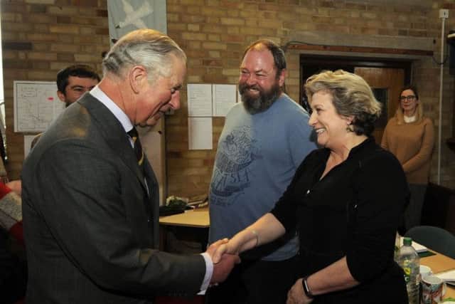 Prince Charles met actor Mark Addy at the Holy Apostles' Church, Hull. Picture by Simon Hulme