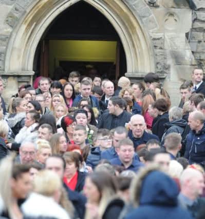 The funeral of teenager Leonne Weeks is held at St Leonard's Church in Dinnington , South Yorkshire. Picture: Scott Merrylees