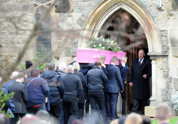 The funeral of teenager Leonne Weeks is held at St Leonard's Church in Dinnington , South Yorkshire. Picture: Scott Merrylees