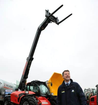 Paul Russell MD of Russell Farm Machinery with the new Manitou New-AG, which was on show for the first time at the Yorkshire Agricultural Machinery Show held at York Auction Centre, Murton.