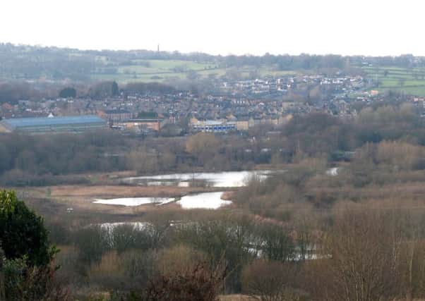 Looking up the Aire Valley from the route to Rodley Nature Reserve