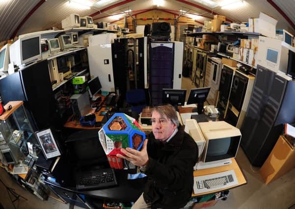 Jim Austin with his collection of 4,000 computers,  in the Yorkshire Wolds. Picture by Simon Hulme
