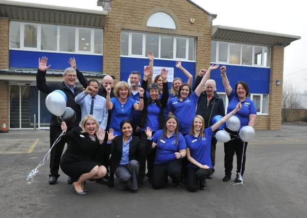 Staff at the William Merritt Disabled Living Centre celebrate after moving into a new purposely renovated building in Rodley which was officially opened by Baroness Tanni Grey-Thompson in January 2017. Picture Tony Johnson.