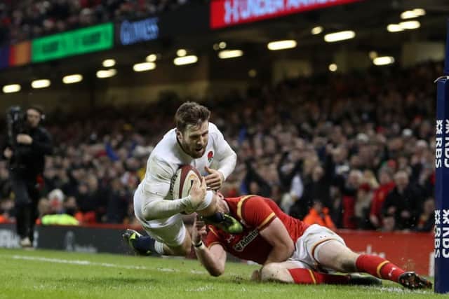 England's Elliot Daly scores their second try.