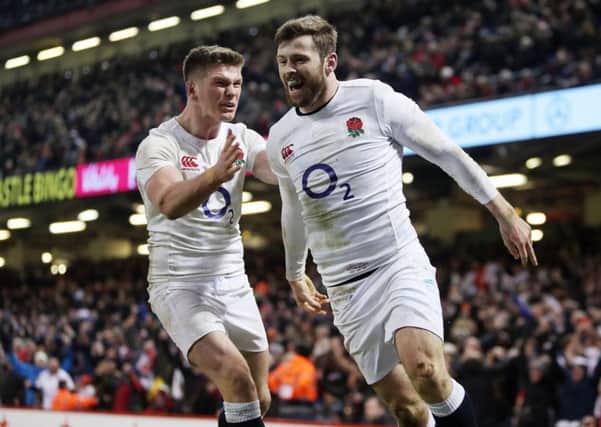 England's Elliot Daly scores their winning try.