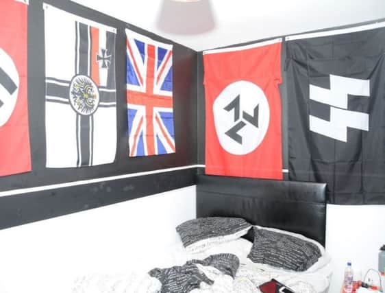 Nazi memorabilia in the bedroom of a teenager who made a pipe bomb, as he has avoided a prison sentence.