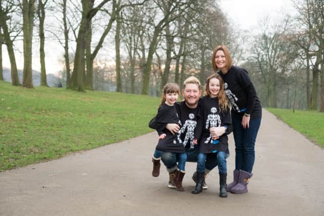 Lloyd Pinder with his wife Tina and daughters Gracie, 8, and Lola, 4. Lloyd from South Milford was diagnosed with terminal prostate cancer aged just 43  Picture by Hannah Webster