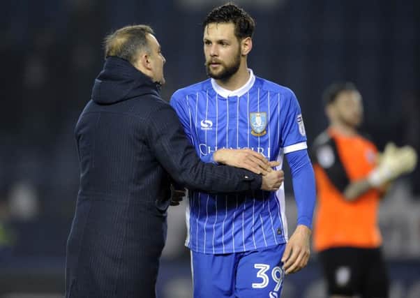 Making an impact: Vincent Sasso is congratulated by head coach Carlos Carvalhal after his two-goal salvo helped Sheffield Wednesday beat Blackburn Rovers. (Picture: Steve Ellis)
