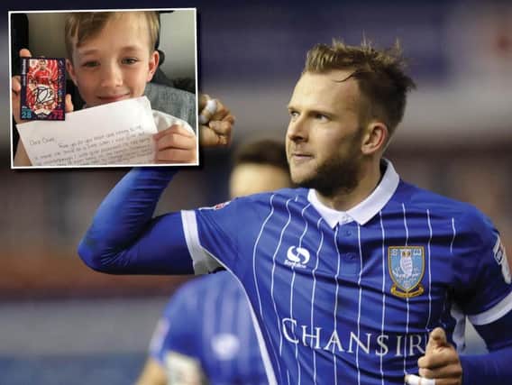 Sheffield Wednesday striker Jordan Rhodes sent a signed football sticker and a handwritten note to Middlesbrough fan Oliver