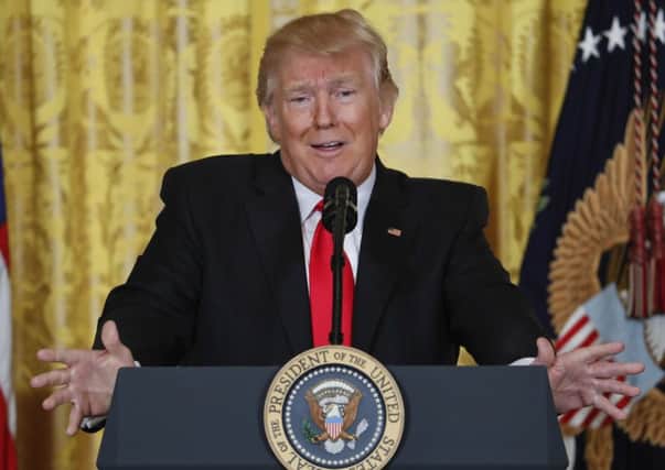 President Donald Trump at a news conference in the White House