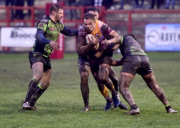Mudbath: The dire conditions certainly played a part in Batleys game with Halifax last week.