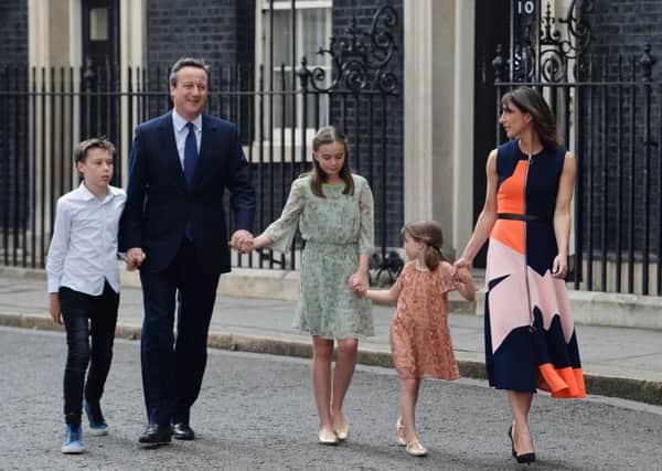 Samantha Cameron walks out of Downing St for the last time with her family last year