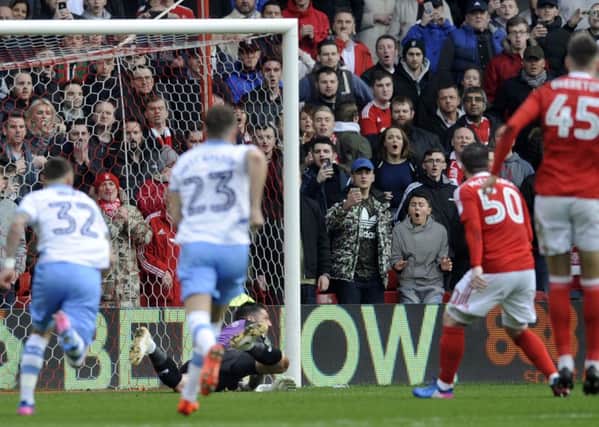 Nottingham Forests Ross McCormack has his penalty saved by Sheffield Wednesdays Keiren Westwood (Picture: Steve Ellis).