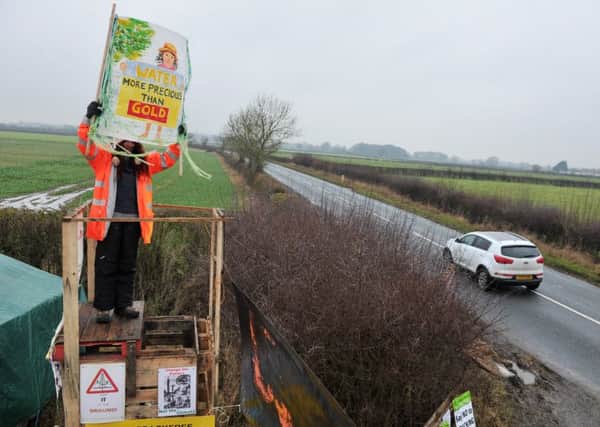 A fracking protester at Kirby Misperton.