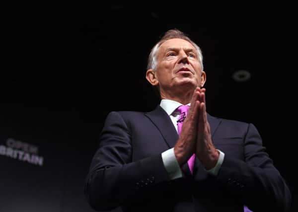 Tony Blair delivering his speech in defence of the EU.