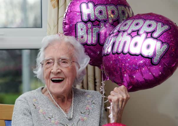 Monica Budge celebrating her 104th birthday in Hunslet, Leeds.
21st Febuary 2016.
Picture Jonathan Gawthorpe