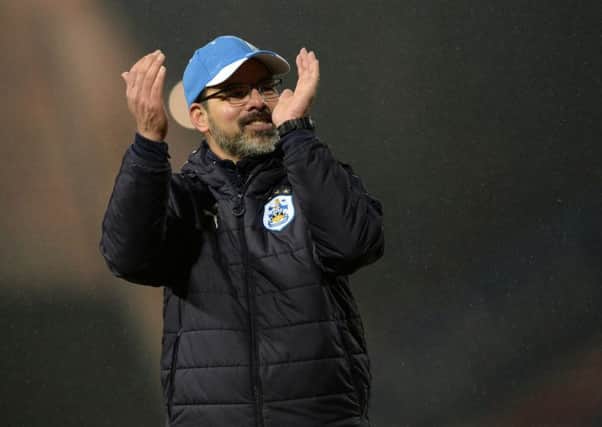David Wagner applauds the Huddersfield Town fans at full time after beating Reading 1-0. Picture: Bruce Rollinson