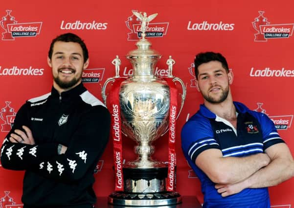 Toronto's Greg Worthington and Siddal's Freddy Walker pose with the Challenge Cup.
