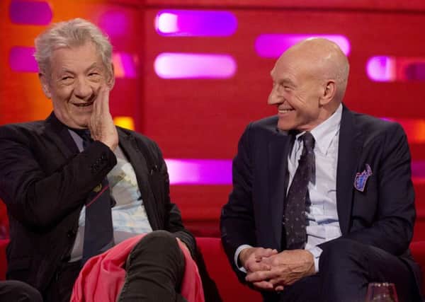 Revelation: Sir Ian McKellen with Sir Patrick Stewart on The Graham Norton Show. Picture: PA