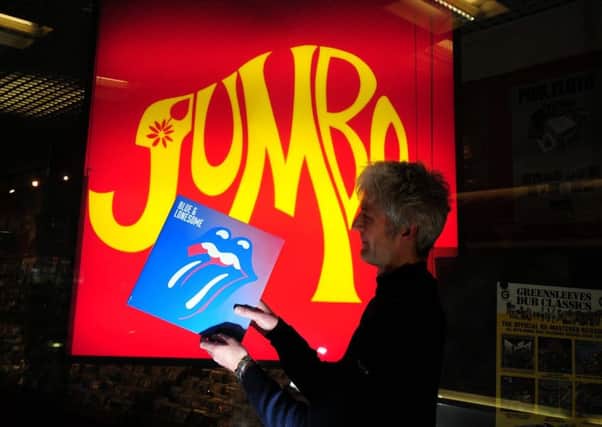 Jumbo Records in the St John's Centre, Leeds, is to move to the Merrion Centre. Shop manager Adam Gillison is pictured with new Rolling Stones album  at the store...24th February 2017 ..Picture by Simon Hulme