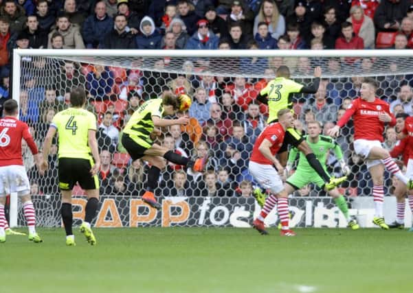 Huddersfield Town's Michael Hefele opens the scoring against Barnsley (Picture: Simon Hulme).