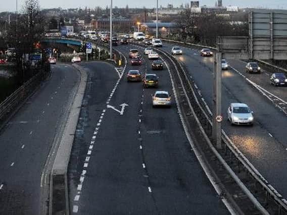 Part of the inner ring road in Leeds was closed today, Stock image.