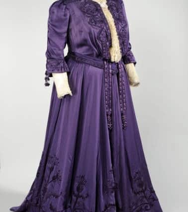 Outfit worn by Jane North circa 1905. Jane Woodhead was born in Leeds in about 1843. While working in a factory in Hunslet she met her husband John Thomas North, who by the late 1880s was one of the richest men in the world. They set up home in London but never forgot their Leeds roots and in 1889 gave Kirkstall Abbey to the city.