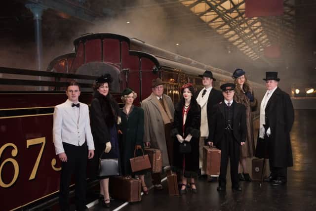 The cast of Geraldine Pilgrim's The Missing Passenger which will be performed at the National Railway Museum. Picture: Hugo Glendinning.