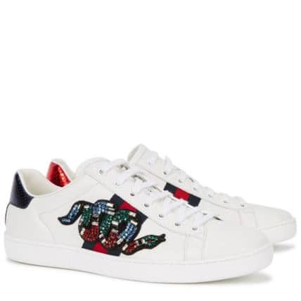 Gucci Ace snake-embellished leather trainers, Â£640.