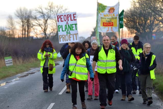 Anti fracking protestors set off from the camp at Kirby Misperton, heading for Blackpool.