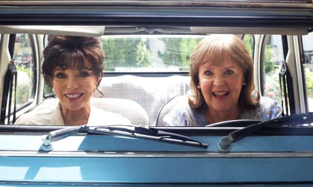 ROAD TRIP: Joan Collins and Pauline Collins hit the road. PICTURE: PA Photo/Organic Publicity.