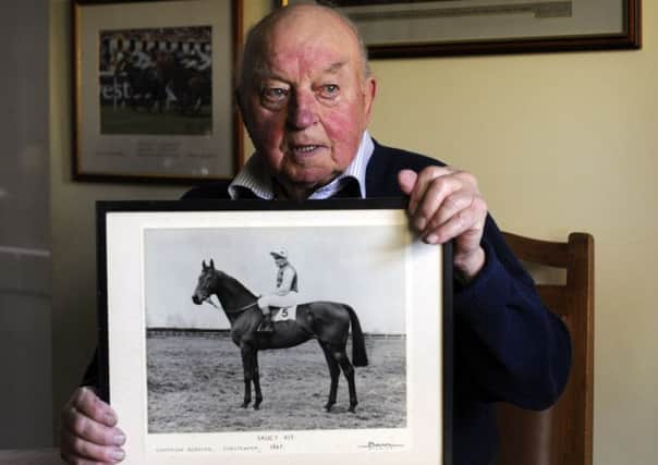 In the frame: Peter Easterby at home at Habton Farm with a photograph of Saucy Kit, the 1967 Champion Hurdle winner at the Cheltenham Festival. (Picture: Simon Hulme)